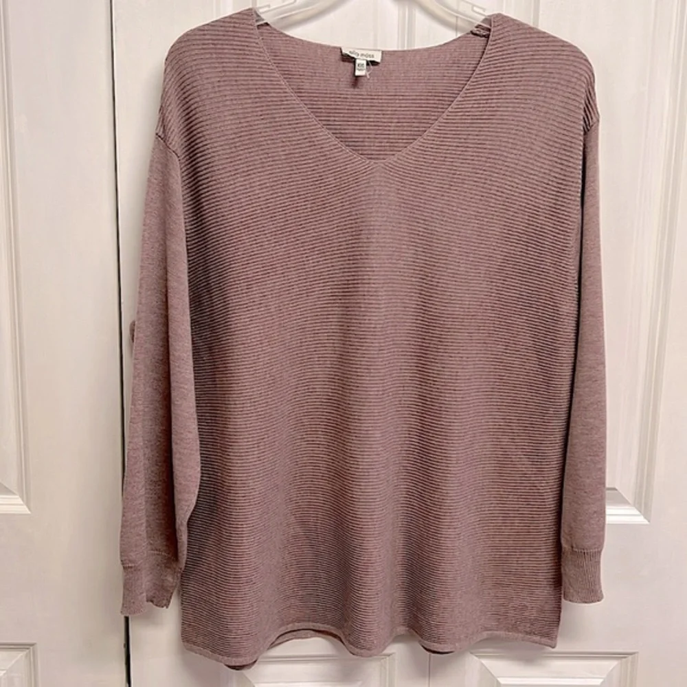 Ella Moss Lilac Purple V Neck Drop Shoulder Long Sleeve Sweater Size XXL